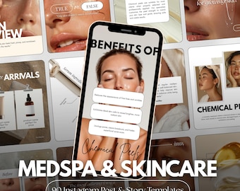 Plantillas de Instagram para el cuidado de la piel en Medspa: relleno de labios, bótox y peelings químicos