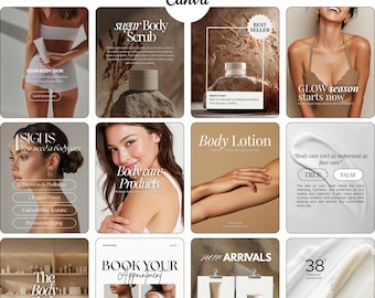Plantillas de Instagram para cuidado corporal, plantillas de Canva para marcas de belleza