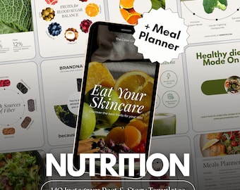 Plantillas de Instagram para nutrición + Planificadores de comidas para dietistas y marcas de bienestar / Plantillas de Canva para Instagram