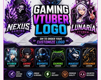 Custom VTuber Logo Design | Twitch Logo | Anime Logo | Esports Logo | Mascot Logo | Gaming Logo | Streamer Branding