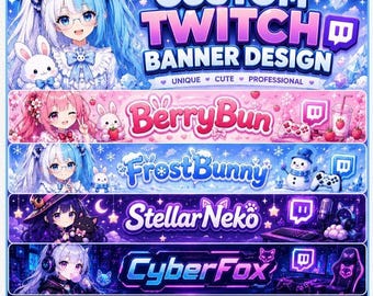 Custom Twitch Banner | VTuber Banner | Kawaii Twitch Banner | Anime Stream Banner | Twitch Graphics | Streamer Banner | PNGTuber Banner