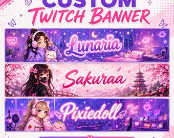 Custom Twitch Banner | Personalized Stream Banner | VTuber Banner Design | Gaming Twitch Header | Anime Streamer Banner | Channel Art