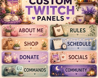 Custom Twitch Panels | Personalized Twitch Panels | Cozy Stream Panels | Twitch About Me Panels | Custom Stream Graphics | VTuber Panels