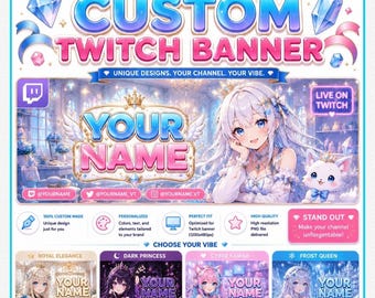 Custom Twitch Banner | Anime VTuber Banner | Kawaii Streamer Header | Twitch YouTube Discord Kick Banner | Personalized Channel Branding