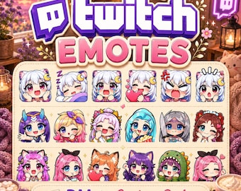 Custom Twitch Emotes | Personalized Chibi Emotes | Animated Twitch Emotes | Cute Streamer Emotes | Custom Emote Commission