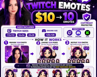 Custom Twitch Emotes | Your Photo to Twitch Emotes | Personalized Streamer Emotes | Discord Emotes | Kick Emotes | PNG Emotes