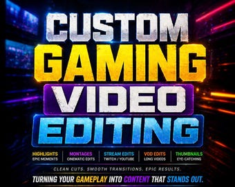 Custom Gaming Video Editing Service for YouTube, Twitch Highlights Editor, Funny Gameplay Edit, Gaming Shorts Reels TikTok Video Editing