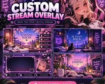 Custom Twitch Overlay, Animated Stream Package, Custom Stream Screens, Twitch Banner, Emotes, Subscriber Badges, Stream Branding