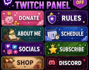 Custom Twitch Panels | Modern Stream Panels | Personalized Twitch Graphics | VTuber Panels | Stream Branding | Custom About Me Panels