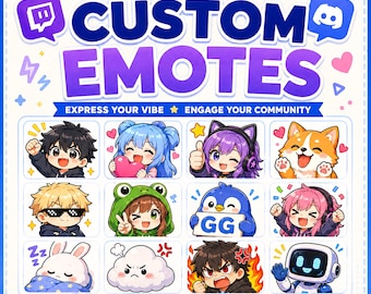 Custom Twitch Emotes from Photo | Personalized Chibi Streamer Emotes | Discord Kick VTuber Emotes | Custom Gaming Emote