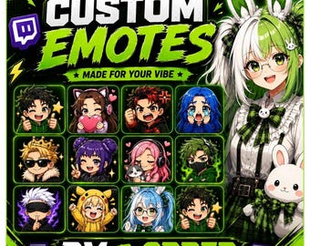 Custom Twitch Emotes | Chibi Emotes | Twitch Discord Emotes | VTuber Emotes | PNGTuber Emotes | Anime Emotes | Custom Emoji
