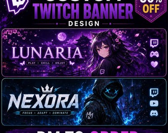 Custom Twitch Banner | Personalized Twitch Banner | Twitch Profile Banner | Stream Banner Design | VTuber Banner | Gaming Banner