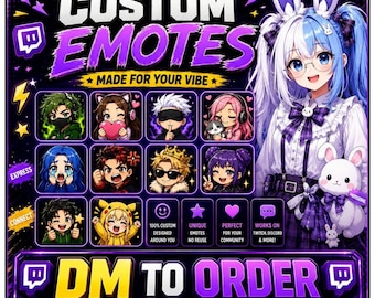 Custom Twitch Emotes | Chibi Emotes | Discord Emotes | VTuber Emotes | PNGTuber Emotes | Anime Emotes | Custom Emoji