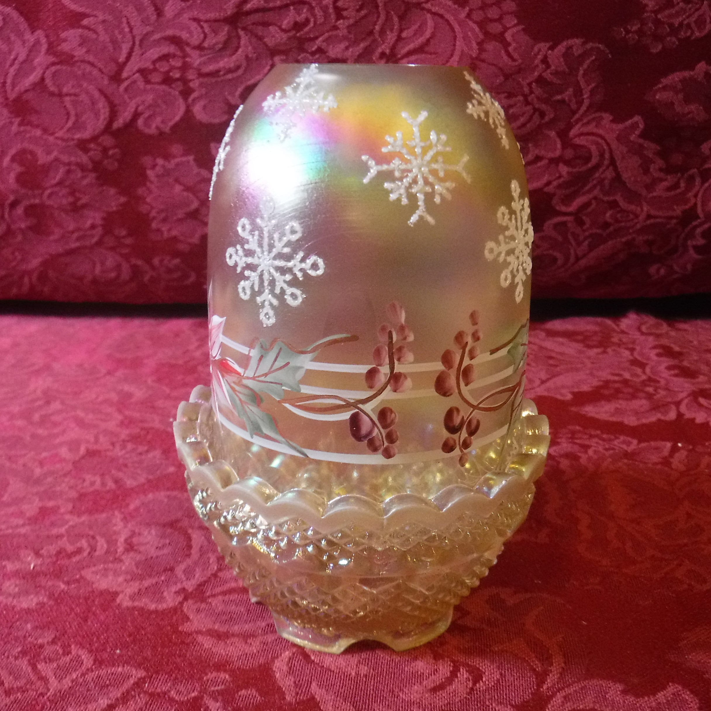 Fenton Fairy Lamp - Poinsetta and Snowflakes - Etsy