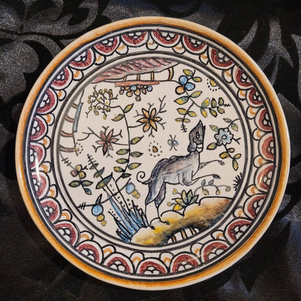 Arcer Coimbra 17th Century Hand Painted 5" plate - Made in Portugal Sec XVII