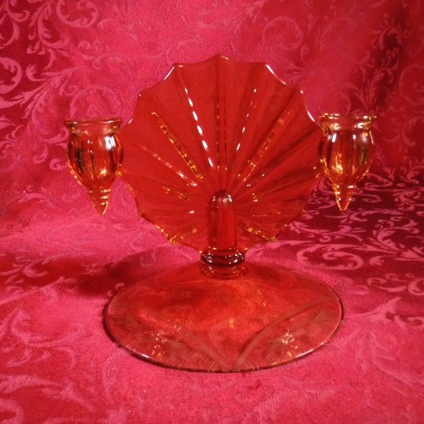 Amber Glass Candle Holder Etsy