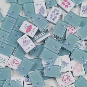160 American Mahjong Tiles 3-Layer Acrylic Blue Butterfly Pattern Engraved Set