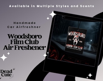 Woodsboro Horror Film Club Car Air Freshener | Horror Movie Car Freshener | Ghost Face Inspired Car Accessory | Spooky Gothic Gift