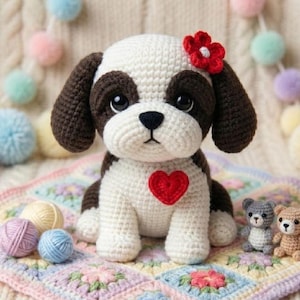 Haakpatroon Shi Tzu-puppy: amigurumi-hondenspeelgoed (pdf-patroon)