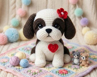 Modèle au crochet Shi Tzu Puppy : jouet amigurumi pour chien (Modèle PDF)