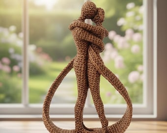 Eternal Hug Sculpture, motif au crochet fait main, motif Amigurumi pour couple d'anniversaire, motif PDF au crochet pour la Saint-Valentin, cadeau pour couple de la Saint-Valentin