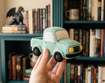 Modèle au crochet de camionnette vintage, modèle PDF de voiture Amigurumi, tutoriel de camion jouet vert menthe, idée cadeau fait main pour bébé garçon, téléchargement numérique