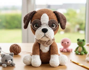 Patron au crochet pour chien boxer : jouet amigurumi pour chien (patron PDF)