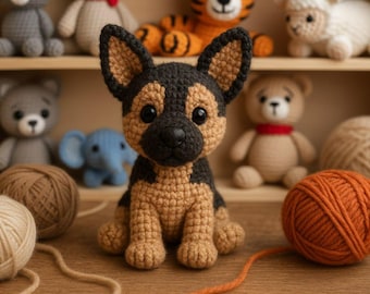 Modèle au crochet pour chiots bergers allemands : chien amigurumi (modèle PDF)