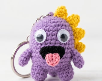 Modèle au crochet drôle de monstre, PDF amigurumi de porte-clé, modèle de monstre violet Derpy, idée cadeau au crochet mignonne, téléchargement numérique conditions des États-Unis