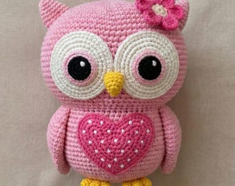 Modèle au crochet bébé hibou rose, modèle chouette amigurumi, peluche hibou au crochet - modèle au crochet facile et mignon