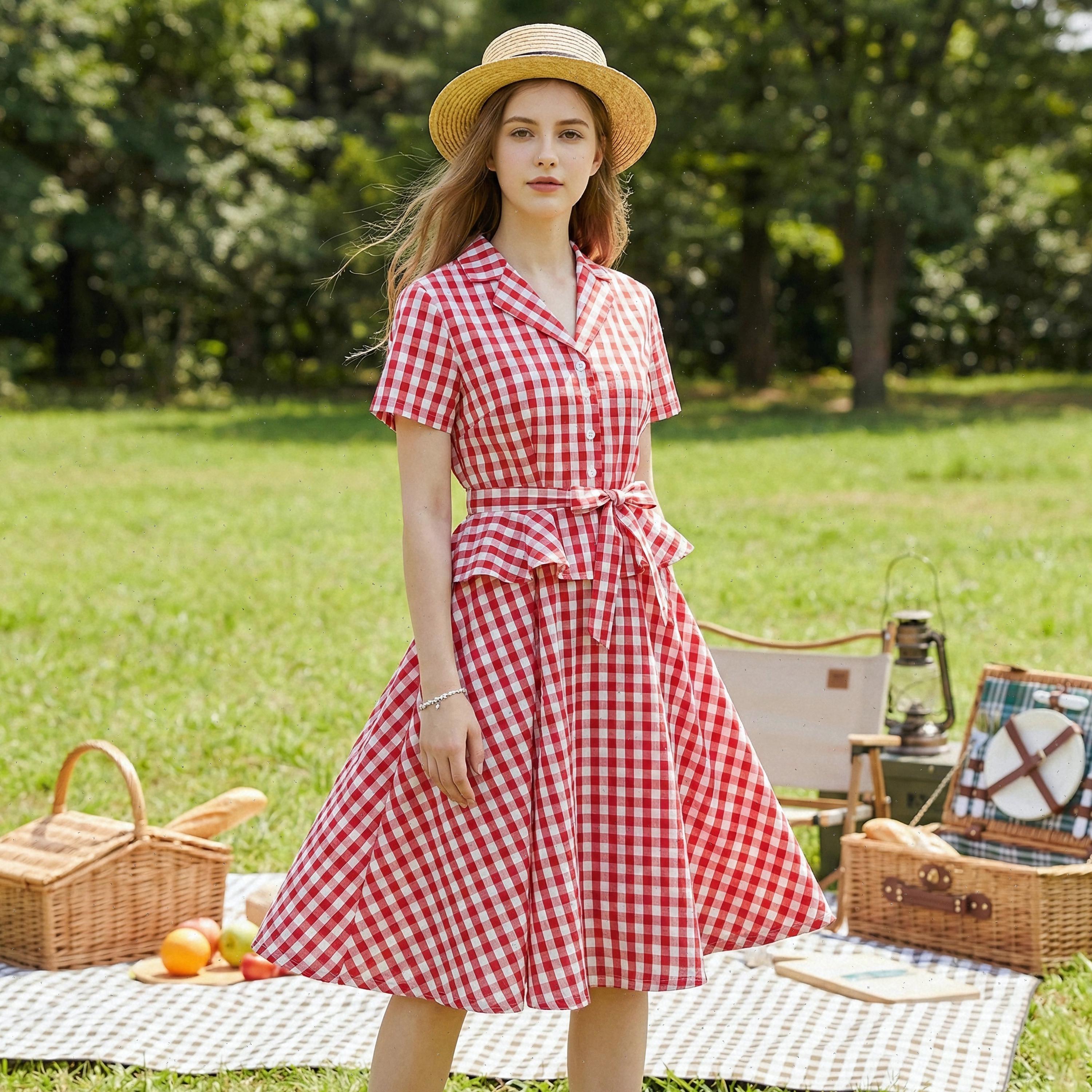 red gingham shirt dress Red Gingham Cotton Shirt Dress
