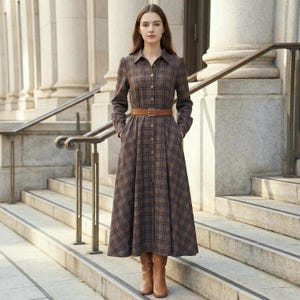 brown plaid maxi dress Shire Check Maxi Dress 8 main image 1