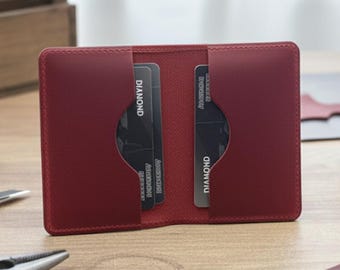 Portefeuille En Cuir Véritable Rouge Sang De Bœuf - Fait Main Royaume-Uni, étui Carte