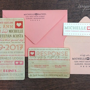 Real Wood Cards Typography Wedding Invitation Sample Flat or Pocket Fold Style image 3