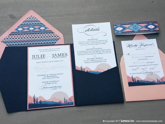 Desert Landscape Wedding Invitation Sample Flat Pocket Image 0