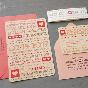 Real Wood Cards Typography Wedding Invitation Sample Flat or Pocket Fold Style image 1