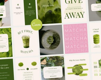 Matcha Canva Templates | Instagram Social Media Content Pack