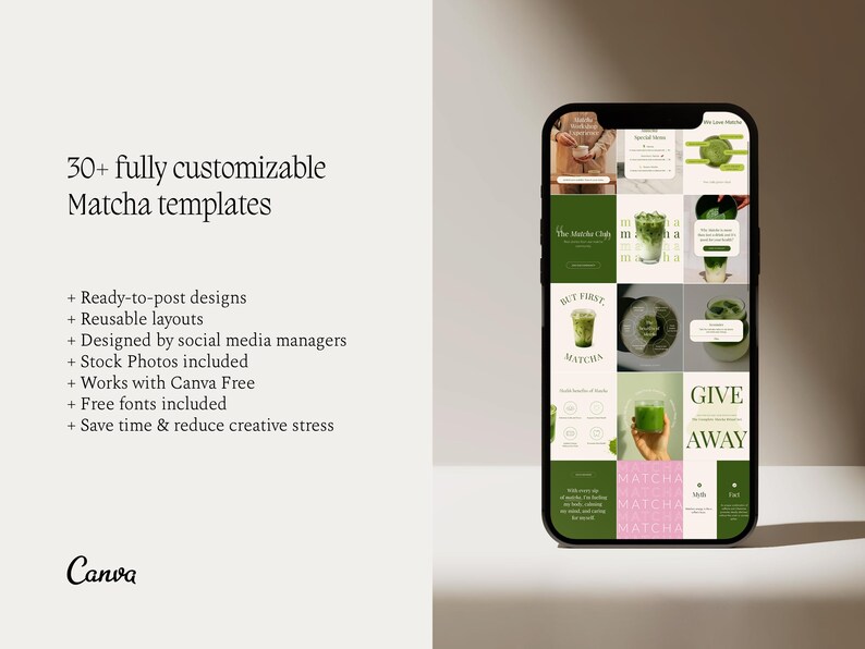 Matcha Canva Templates | Instagram Social Media Content Pack - Etsy