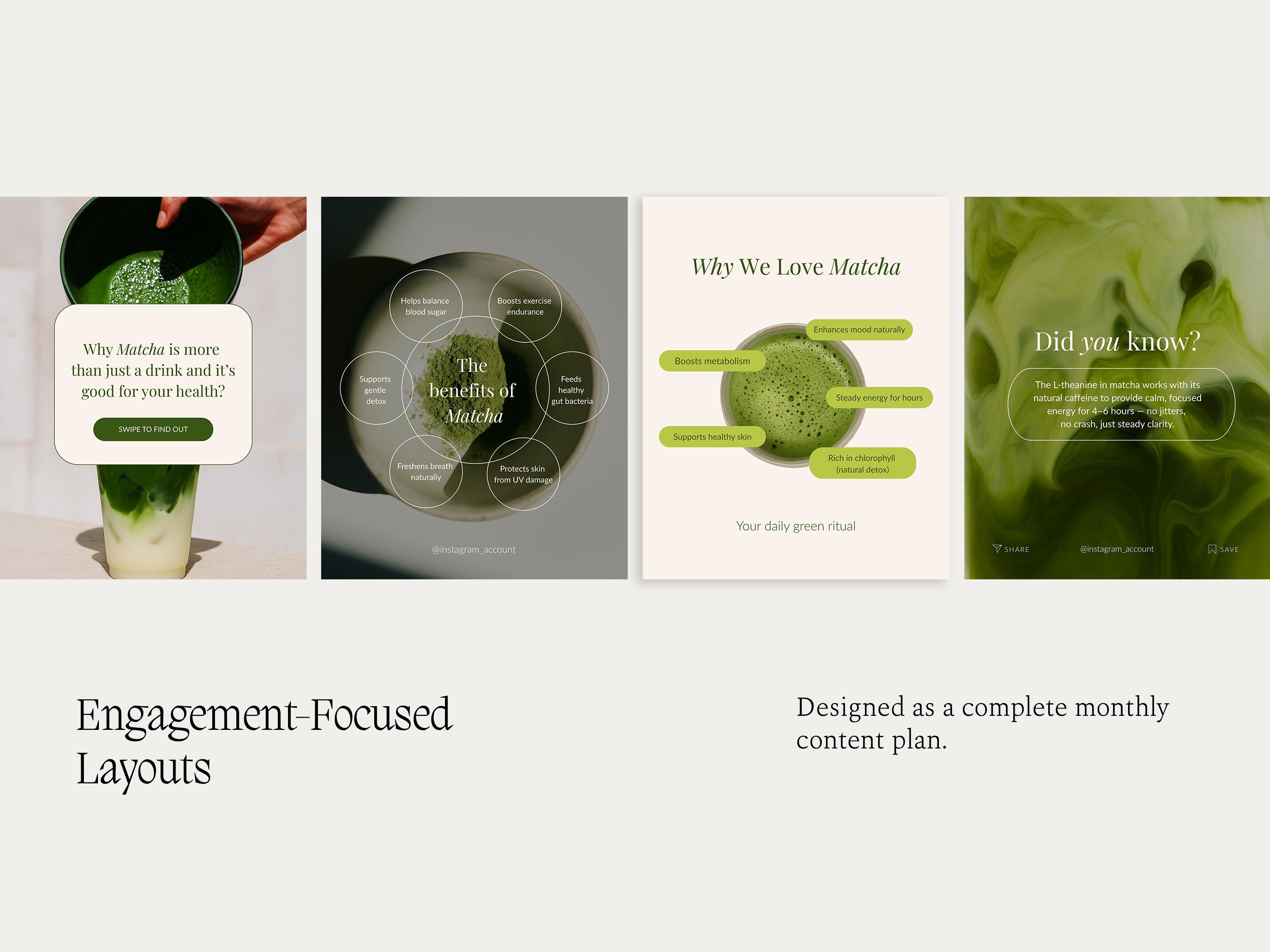 Matcha Canva Templates | Instagram Social Media Content Pack - Etsy