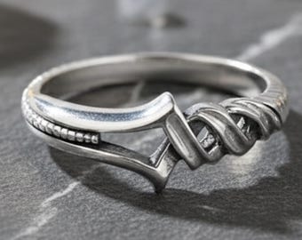 Fantasy Spear Ring, S925 Adjustable Silver Gothic Wrap Ring