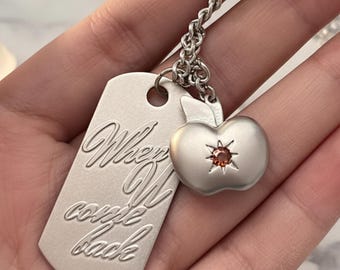 Apple Tag Pendant Necklace – Stainless Steel Charm Jewelry Gift