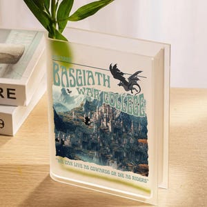 Basgiath War College Book Vase, Fourth Wing Inspired Decor, Dragon Rider Acrylic Flower Vase, Iron Flame Merch, Romantasy Book Lover Gift image 2