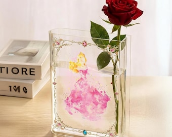 Sleeping Beauty Book Vase, Acrylic Book Vase, Fairy Tale Decor, Princess Aurora Inspired Vase, Fantasy Book Vase, Romantic Gift, Book Lover