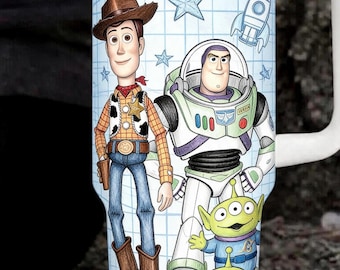 Toy Story 40oz Tumbler with Handle, Woody and Buzz Cup, Disney Hollywood Studios Trip, Toy Story Land Travel Mug, Pixar Fan Gift, disney fan