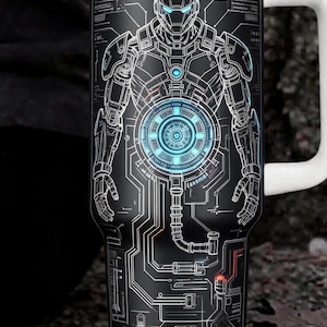 Iron Man 120 ml mugg med handtag, present till superhjältepappa, I Love You 3000-mugg, resemugg från Arc Reactor Tech, present till Marvel-fan, nördig pojkvän bild 1