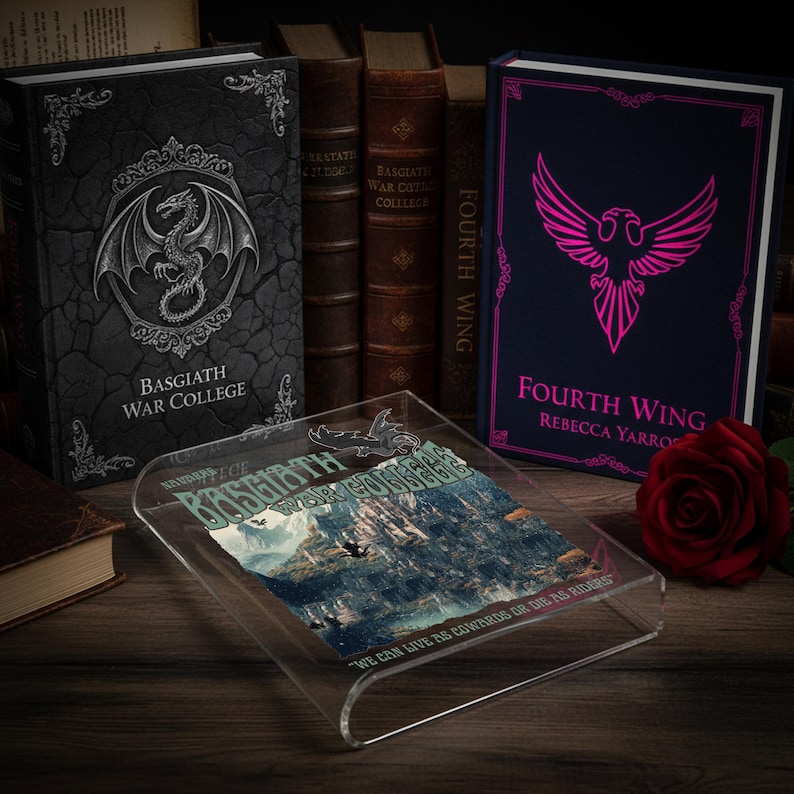 Basgiath War College Book Vase, Fourth Wing Inspired Decor, Dragon Rider Acrylic Flower Vase, Iron Flame Merch, Romantasy Book Lover Gift image 3