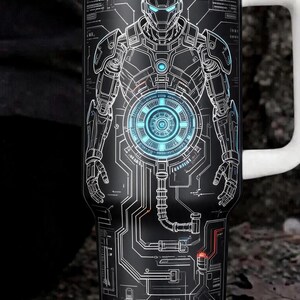 Iron Man 120 ml mugg med handtag, present till superhjältepappa, I Love You 3000-mugg, resemugg från Arc Reactor Tech, present till Marvel-fan, nördig pojkvän bild 5