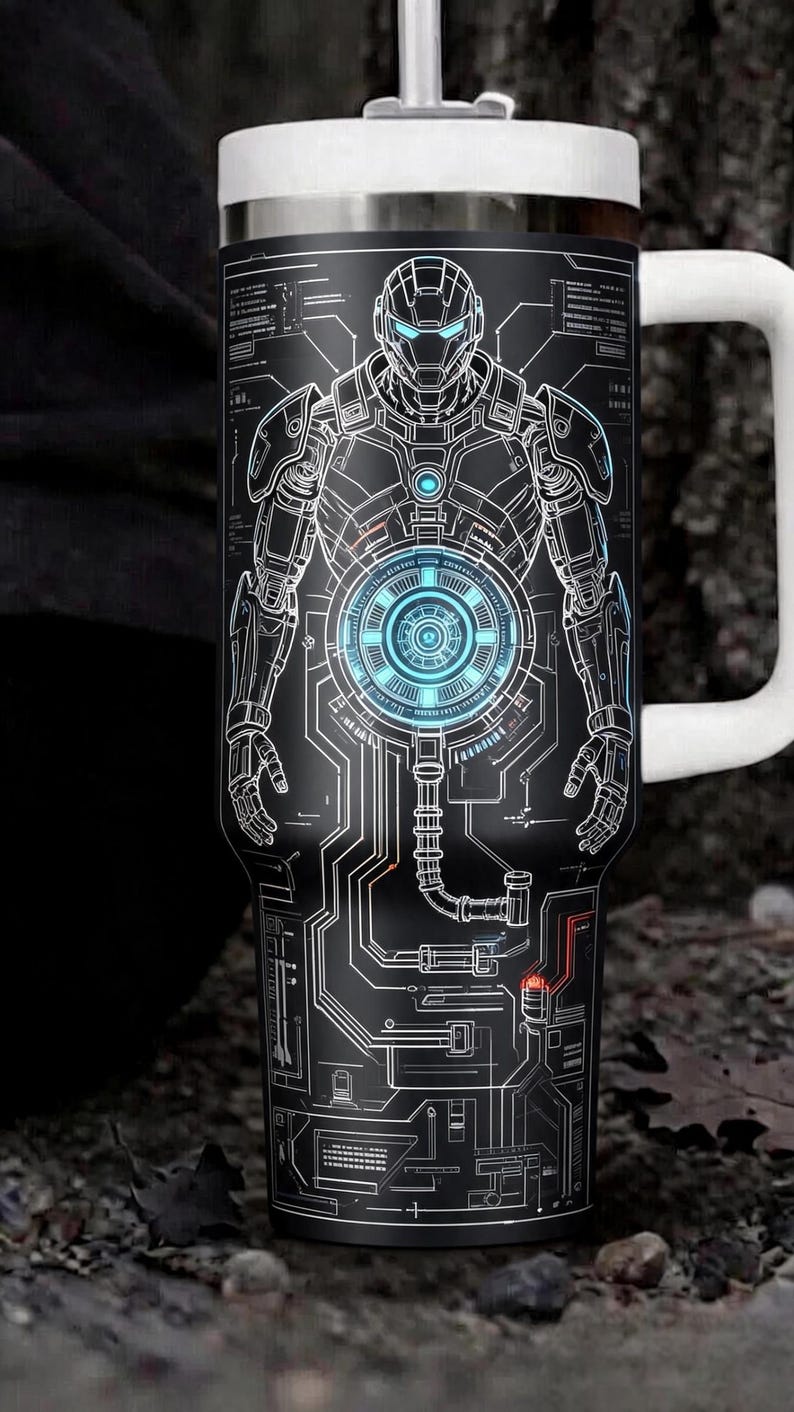 Iron Man 120 ml mugg med handtag, present till superhjältepappa, I Love You 3000-mugg, resemugg från Arc Reactor Tech, present till Marvel-fan, nördig pojkvän bild 5
