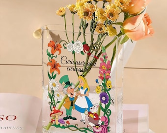 Alice in Wonderland Book Vase, Fairytale Bookshelf Accent, Literary Gift for Reader, Cute Fairytale Decor, Book Lover Gift, Bibliophile Gift
