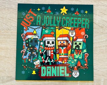 Quebra-cabeça personalizado com tema de personagens de jogos natalinos, quebra-cabeça infantil personalizado, quebra-cabeça de madeira com 24 peças.